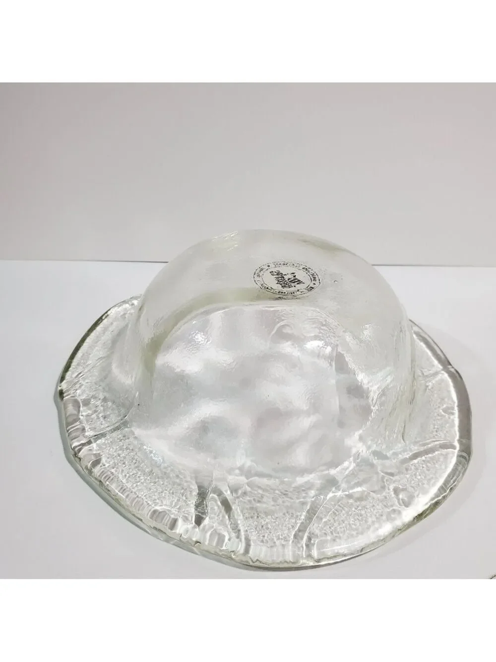 Pier1 Imports Handblown Glassware floral embossed cabbage leaf bowl